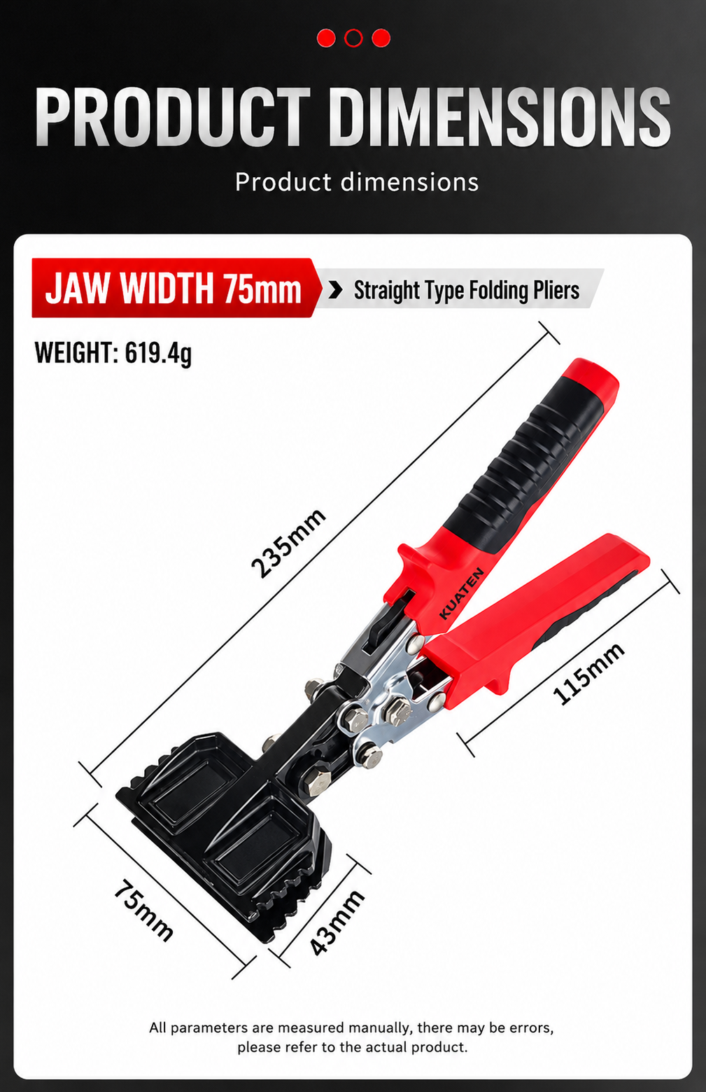 Hand Seamers Sheet Metal Tools 75mm